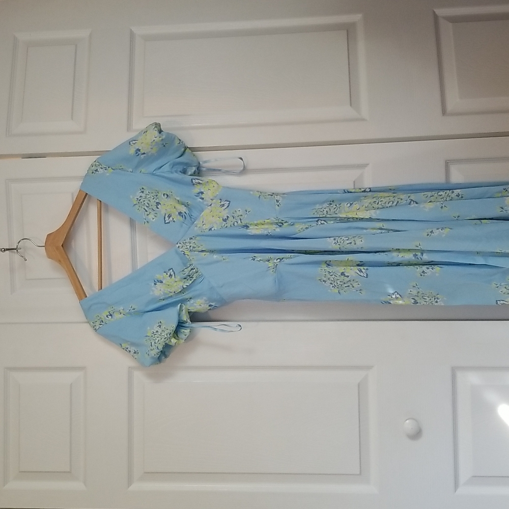 Free People Light Blue Floral Midi Dress